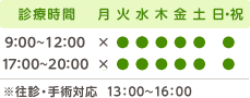 診療時間　9:00-12:00 17:00-20:00